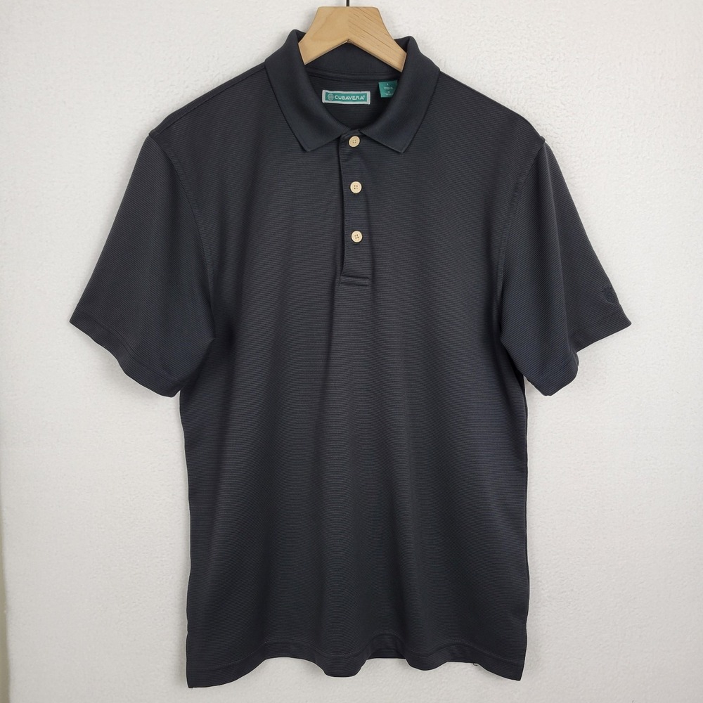Textured‎ Black Polo Shirt Men's Large